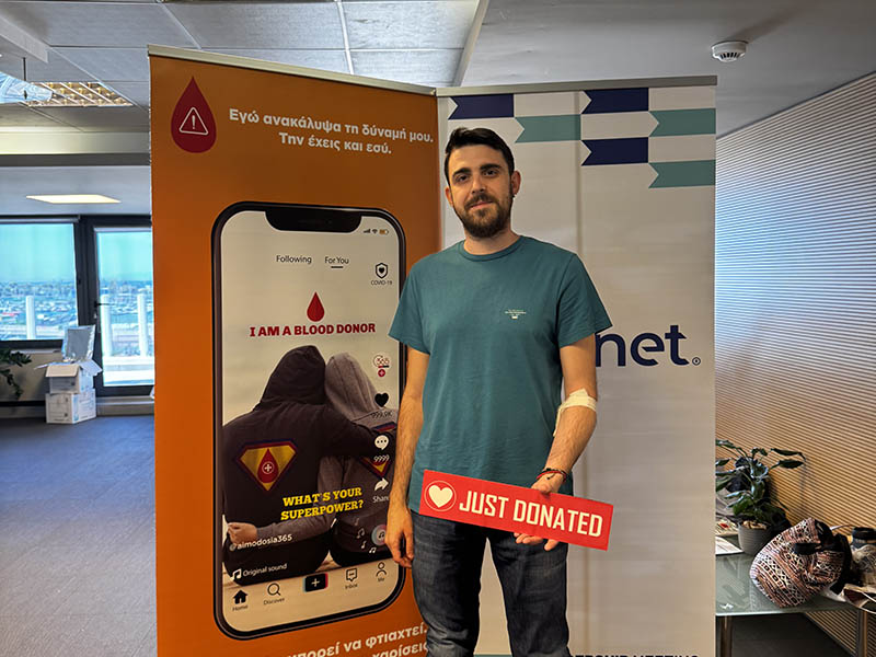 A photo of Euronet employees in Greece during their 2025 blood drive