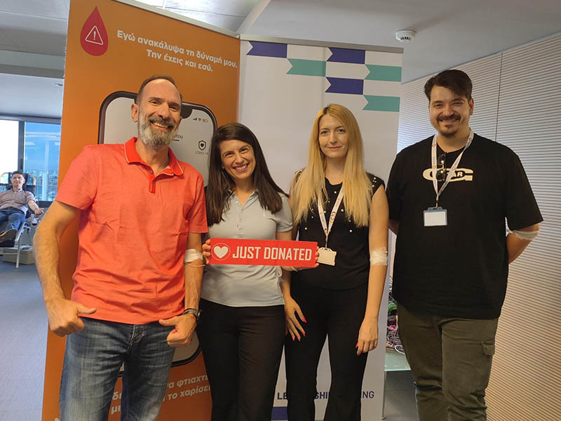 A photo of Euronet employees in Greece during their 2025 blood drive