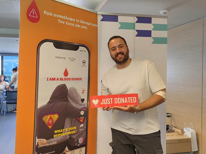 A photo of Euronet employees in Greece during their 2025 blood drive