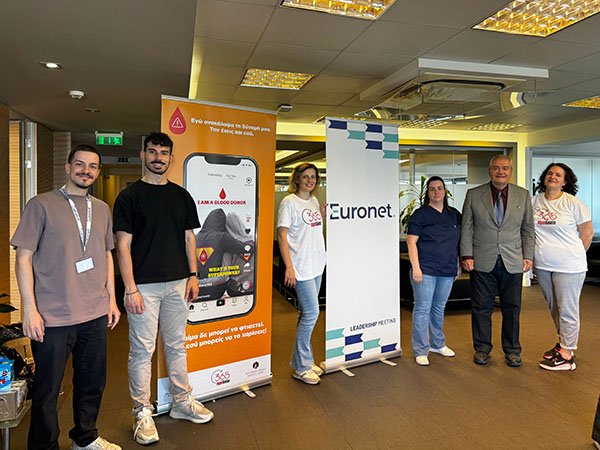 A photo of Euronet employees in Greece during their 2025 blood drive