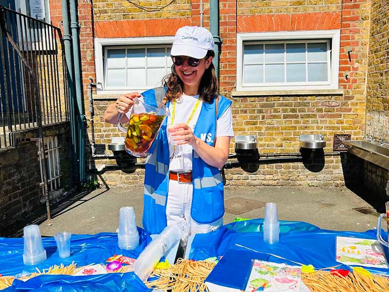 Euronet employees volunteering at King Solomon Academy summer fair in London